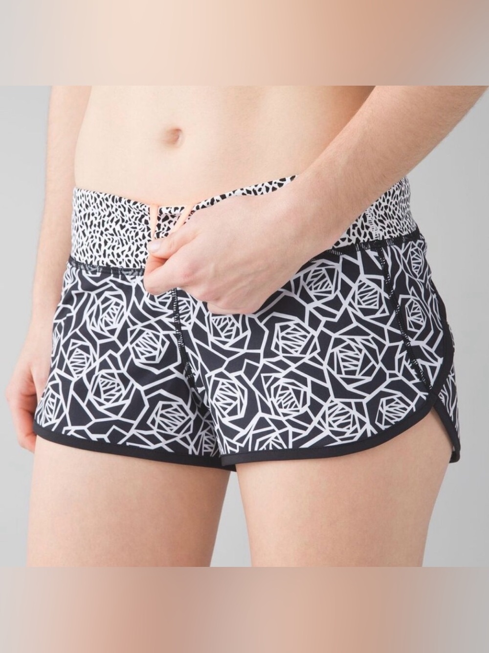 lululemon athletica Black & White Geometric Print Running Shorts
